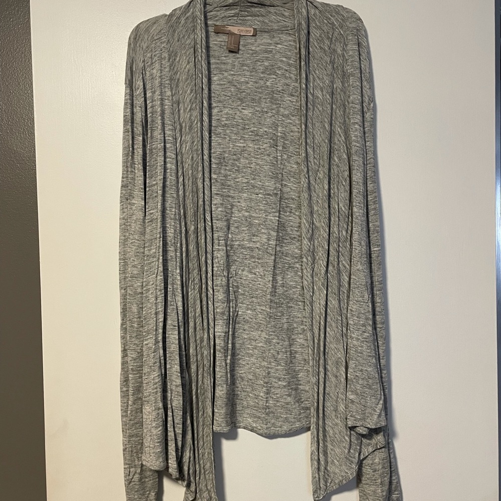 Flowy Open Front Gray Cardigan
